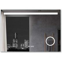 Miqu - Badspiegel 80 x 60 cm mit Beleuchtung led Rechteckig Badezimmer Wandspiegel Antibeschlage Lichtspiegel mit Touchschalter IP44 Kaltweissen mih