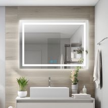 Badspiegel led Badezimmerspiegel Badspiegel Energie Sparen 100x60cm, Kaltweißer Warmweiß Beleuchtung, Touch-schalter Wandschalter - Aufrüstungen