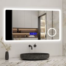 Acezanble - Badspiegel mit Beleuchtung 160x80cm - Bluetooth+Schminkspiegel+Kalt/Warmwei+beschlagfrei+Touch