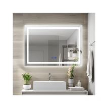 Badspiegel mit Beleuchtung 100x60 cm 3 Lichtfarben Dimmbar,Helligkeit Einstellbar,Memory-Funktion
