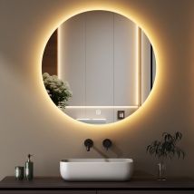 Badspiegel Mit Beleuchtung Rund 70cm Led Spiegel Mit Beleuchtung Badezimmerspiegel Mit Touch Schalter Speicherfunktion 3 Lichtfarben Dimmbarer 