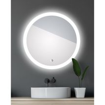 Talos - Badspiegel mit Beleuchtung Lunar Ø59 cm - Spiegel Badezimmer mit umlaufendem Raumlicht und weißem Metallkorpus