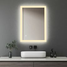 Badspiegel mit Beleuchtung Wandspiegel 40x60cm Badzimmer Spiegel mit Touchschalter und Explosionsgeschütztes Glas Kaltweiß 6400K Einfache Badspiegel