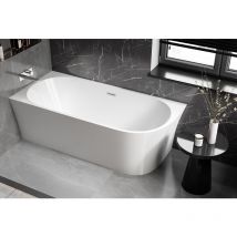 Bañera exenta acrílica nova corner - 170 x 80 cm - instalación a la izquierda - color y grifería opcional:sin montaje en stand, Sin sifón, Blanco