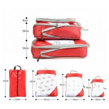 Bagage Sac Compression Pochettes de Voyage pour Sac-à-Dos (Rouge / 4 pièces)