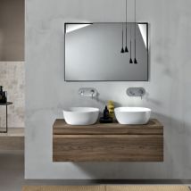 Bagno completo sospeso con base 120 specchio LED e 2 lavabi da appogio - RIO Tek