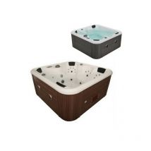 Bagno Italia - minipiscina idromassaggio 208x208 cm 6 posti spa relax 55 getti bluetooth marrone