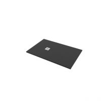 Piatto doccia 70x90 h.2,8 in marmo resina effetto pietra nero - Nero opaco