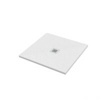 Piatto doccia 80x80 h.2,8 in marmo resina effetto pietra bianco - Bianco opaco