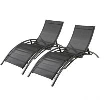 Set von 2 stapelbaren und verstellbaren Sonnenliegen aus schwarzem Aluminium BAHIA