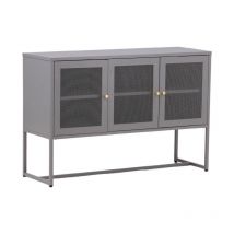 Paris Prix - Bahut 3 Portes en Métal 'Malla' 120cm Gris Clair