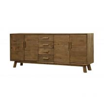 Meubletmoi - Buffet 200 cm en pin massif recyclé 4 tiroirs 4 portes - chalet
