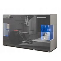 Dusine - Bahut buffet profond crystal laqué gris led