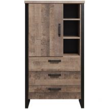 Les Tendances - calicosy - Buffet haut 1 porte, 3 tiroirs et 3 niches L87 cm - emile
