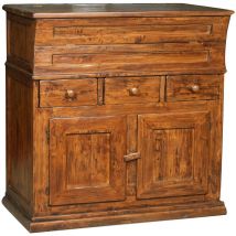 Biscottini - Bahut en bois massif de tilleul finition noyer L100xPR55xH101 cm