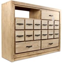 Decoration D ’ Autrefois - Bahut Grainetier 15 Tiroirs Bois Naturel 142x40x106cm - Décoration d'Autrefois