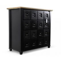 Bahut Grainetier 16 Tiroirs Bois Noir 100x49x95.5cm - Bois-MDF - Décoration d'Autrefois