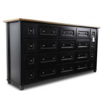 Bahut Grainetier 20 Tiroirs Bois Noir 184x49x95.5cm - Bois-MDF - Décoration d'Autrefois