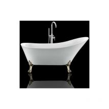 Rogier&mothes - Baignoire ancienne sur pieds balmain Blanche 161 cm Pieds de Lion Bronze jaune vieilli