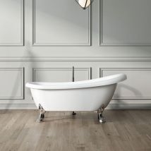 Rogier&mothes - Baignoire ancienne sur pieds richmond Blanche 155 cm Pieds de Lion Chromés