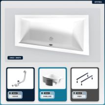 Otitec - Baignoire Asymétrique - 150 X 85 Cm - Droite - Avec Habillage - Pieds - Vidage Chrome - Intima