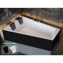 Otitec - Baignoire asymétrique blanche + tablier noir + repose tête - 180 x 125 - Gauche - intima duo - noir