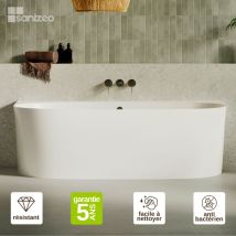 Baignoire asymétrique frosk en Minéral Composite Blanc Brillant L180l86H80 - sanizéo by Lavaberg
