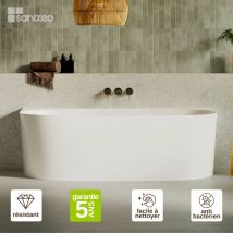 Baignoire asymétrique frosk en Minéral Composite Blanc Mat L180l86H80 - sanizéo by Lavaberg