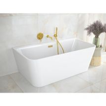 Otitec - Baignoire asymétrique blanc avec bonde graphite varya 150x75