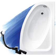 Badland - Baignoire Bain d'angle 140x80 Droite, Siphon de bain et pieds (support) - Set 3en1 - Fabriqué en ue cornea