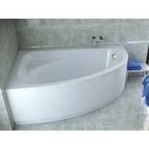 Baignoire Bain d'angle 140x80 Gauche avec tablier en acrylique, Siphon de bain et pieds (support) - Set 4en1 - Fabriqué en UE - BADLAND CORNEA