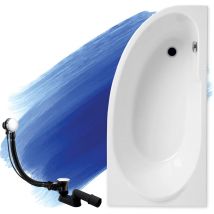 Badland - Baignoire Bain d'angle 145x85 Droite, Siphon de bain et pieds (support) - Set 3en1 - Fabriqué en ue miki