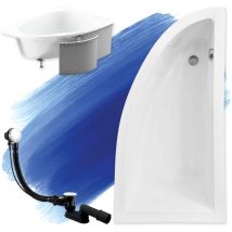 Badland - Baignoire Bain d'angle 150x70 Droite avec des panneaux en polystyrène, Siphon de bain et pieds (support) - Set 4en1 - Fabriqué ue praktika
