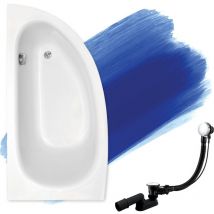 Badland - Baignoire Bain d'angle 150x70 Gauche, Siphon de bain et pieds (support) - Set 3en1 - Fabriqué en ue milena