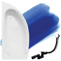 Badland - Baignoire Bain d'angle 150x70 Gauche, Siphon de bain et pieds (support) - Set 3en1 - Fabriqué en ue mini