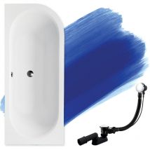Baignoire Bain d'angle 150x75 Gauche + appui-tête, Siphon de bain et pieds (support) - Set 4en1 - Fabriqué en ue Badland avita