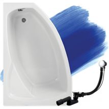 Badland - Baignoire Bain d'angle 150x90 Gauche, Siphon de bain et pieds (support) - Set 3en1 - Fabriqué en ue frida