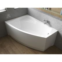 Badland - Baignoire Bain d'angle 150x90 Gauche avec tablier en acrylique, Siphon de bain et pieds (support) - Set 4en1 - Fabriqué en ue frida