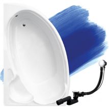 Badland - Baignoire Bain d'angle 155x95 Gauche, Siphon de bain et pieds (support) - Set 3en1 - Fabriqué en ue finezja
