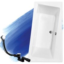 Badland - Baignoire Bain d'angle 160x100 Droite, Siphon de bain et pieds (support) - Set 3en1 - Fabriqué en ue infinity