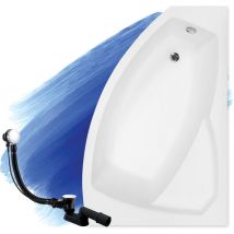 Baignoire Bain d'angle 160x100 Droite + appui-tête, Siphon de bain et pieds (support) - Set 4en1 - Fabriqué en ue Badland rima