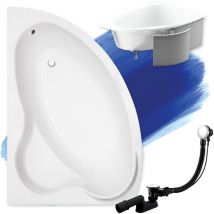 Badland - Baignoire Bain d'angle 160x100 Gauche avec des panneaux en polystyrène, Siphon de bain et pieds (support) - Set 4en1 - Fabriqué en ue ada