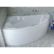 Badland - Baignoire Bain d'angle 160x100 Gauche avec tablier en acrylique + poignée, Siphon de bain et pieds (support) - Set 5en1 - Fabriqué en ue ada