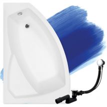 Badland - Baignoire Bain d'angle 160x100 Gauche, Siphon de bain et pieds (support) - Set 3en1 - Fabriqué en ue rima