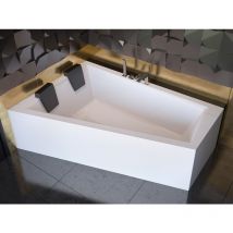 Baignoire Bain d'angle 170x125 Gauche avec tablier en acrylique, Siphon de bain et pieds (support) - Set 4en1 - Fabriqué en ue Badland intima