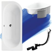 Badland - Baignoire Bain d'angle 170x75 Gauche avec des panneaux en polystyrène, Siphon de bain et pieds (support) - Set 4en1 - Fabriqué en ue avita