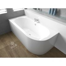 Baignoire Bain d'angle 180x80 Gauche avec tablier en acrylique, Siphon de bain et pieds (support) - Set 4en1 - Fabriqué en ue Badland avita