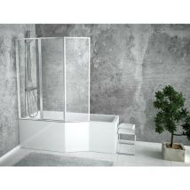 Otitec - Baignoire bain douche droite avec pare baignoire 3 volets + tablier de baignoire blanc integra 150x75