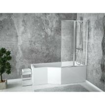 Otitec - Baignoire bain douche gauche avec pare baignoire 2 volets + tablier de baignoire blanc integra 170x75