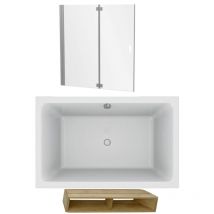 Baignoire bain douche Jacob Delafon Capsule, compacte + pare bain en niche 120 x 80 cm